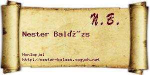 Nester Balázs névjegykártya